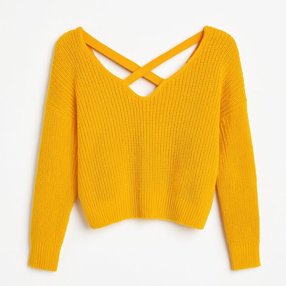H&M Mustard Yellow Criss-Cross Back Knit Sweater — Size Medium (M) - Picture 4 of 4